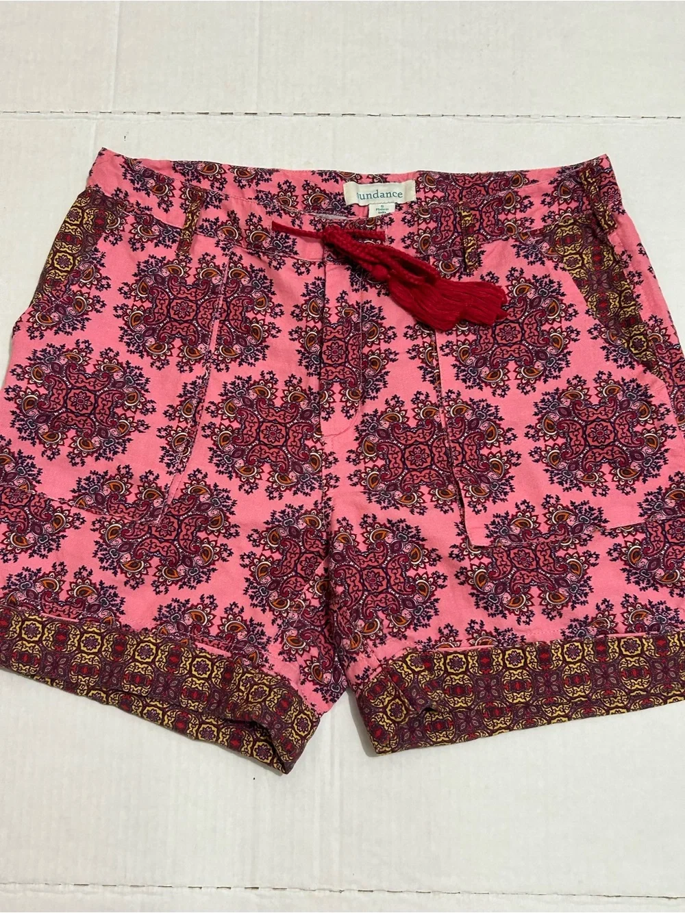 Sundance Women's Size S Linen Blend Bohemian  Drawstring Print Shorts